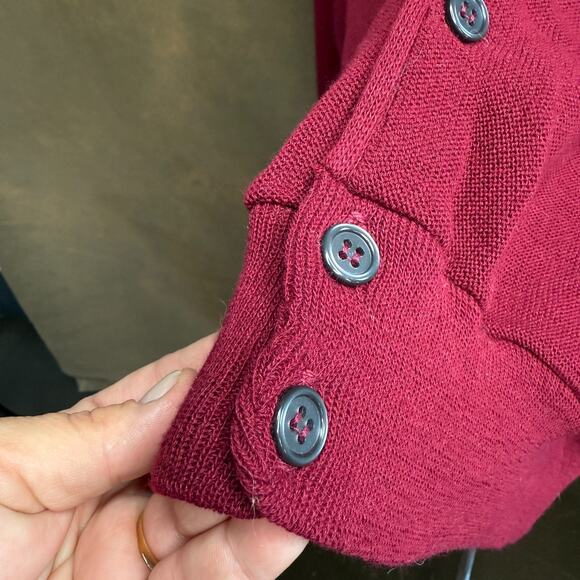 Barclay Burgundy Knit Cardigan Men’s Large USA Made 100% Acrylic Vintage - Picture 3 of 5